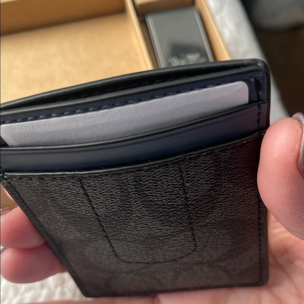 Coach Black Signature Money Clip and Card Holder Set - Picture 3 of 6